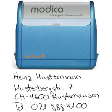 4-Zeilen Handschrift-Stempel blau